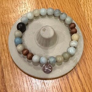 Natural Stone Beaded Bracelet with Charm